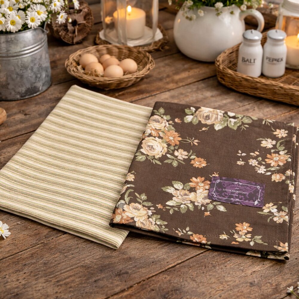 NWT 4 Vintage Cottage Farmhouse Victorian Style Floral Cotton Napkins